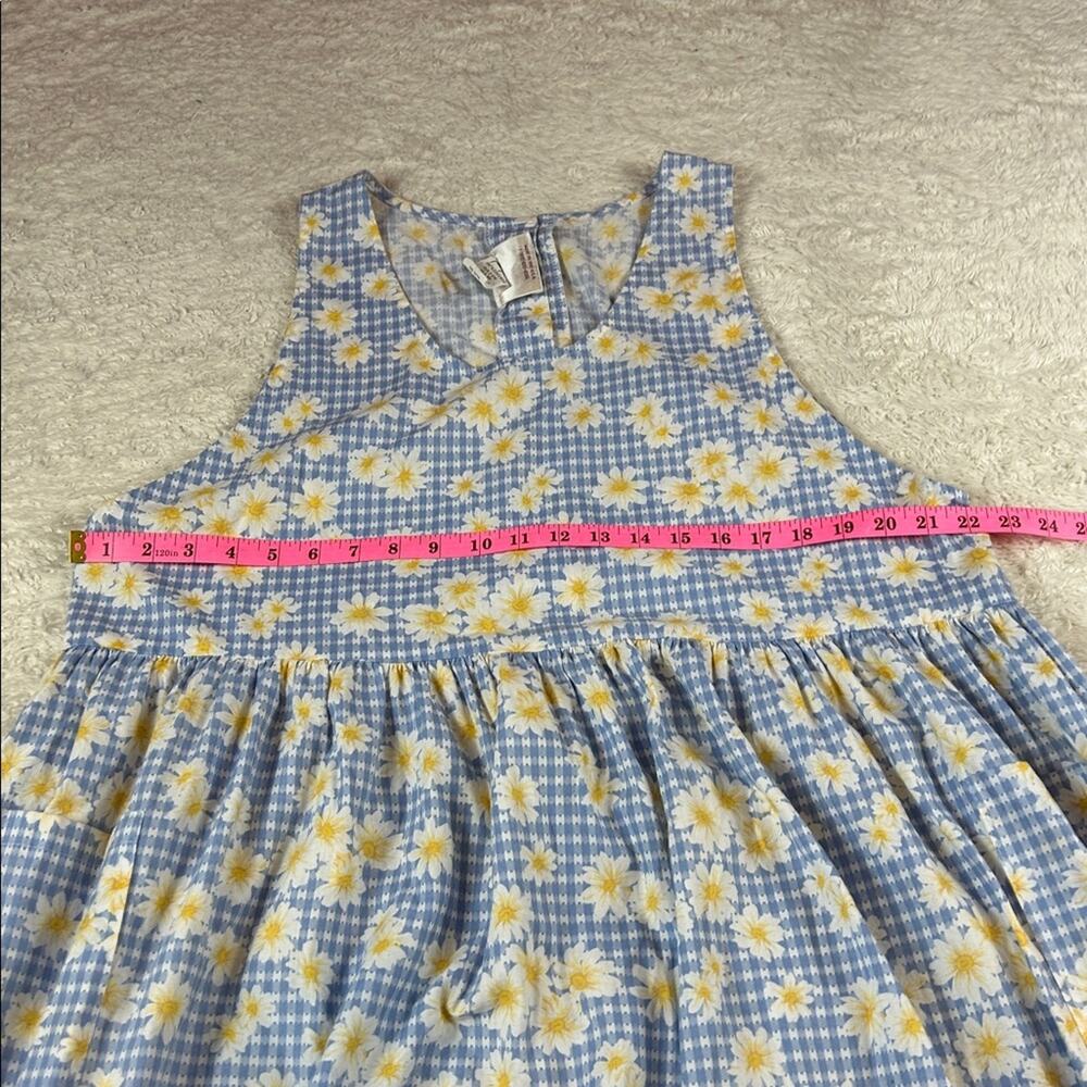Vtg 90s Storybook Heirlooms checkered floral cottagecore cotton jumper dress, XL - Picture 4 of 6